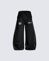 Sporty Deconstructed Elastic-Waist Casual Pants