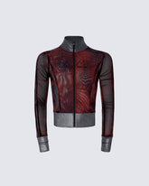 Subculture Mesh Slim-Fit Long Sleeve Top