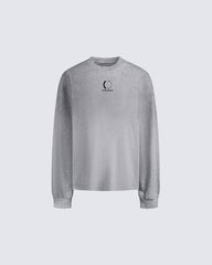 Distressed Crewneck Long Sleeve T-Shirt