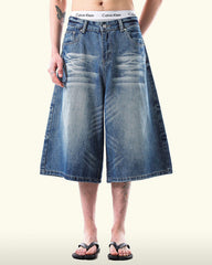 Vintage Washed Split Hem 7/10 Denim Pants
