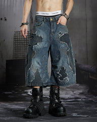 Distressed Wasteland Patchwork Deconstructed Shorts