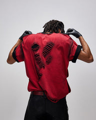 Spray Paint Distressed Layered Streetwear T-Shirt