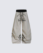 Striped Gothic Graphic Wide Pants