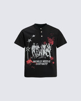 Vintage Graphic New Henley T-Shirt