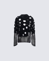 Spring Hollow Out Hoodie Knit Sweater