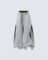 Striped Panel Wide Leg Sweatpants