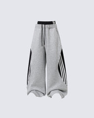 Striped Panel Wide Leg Sweatpants