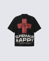 New Gothic Cross Graphic Black Streetwear T-Shirt