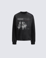 Vintage Distressed Washed Long Sleeve T-Shirt
