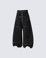 High Street Double Waistband Patchwork Pants