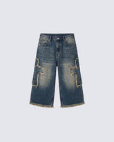 New Vintage Washed Distressed Cross Jeans