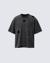 American Retro Washed Tie-Dye Distressed Short-Sleeved Shirt