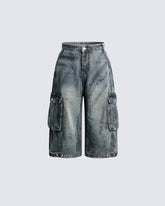 Distressed Workwear Denim Capri Pants