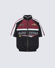 American Retro Embroidered Color-Blocked Deconstructed Flight Jacket