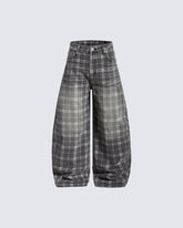Retro Plaid Wide-Leg Casual Pants