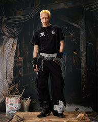 Y2K Leopard Double-Waist Patchwork Cargo Pants