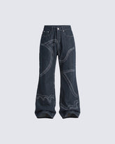 American High Street Contrast Stitch Flared Jeans