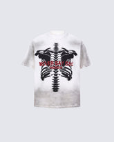 American Retro Bone Print Short-Sleeved T-Shirt