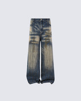 New Vintage Y2K Washed Cross Star Rhinestone Jeans