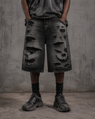 Vintage Distressed Ripped Denim Shorts
