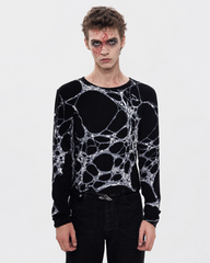 Dark Art Design Spider Web Print Long-Sleeved Top