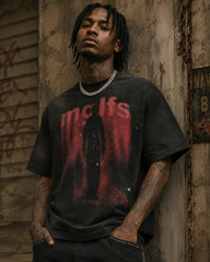American Retro Street Style Distressed Printed Short T-Shirt