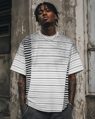 Retro Classic Striped Distressed Short-Sleeved T-Shirt