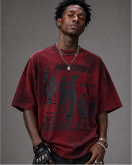 American-Style Distressed Print T-Shirt