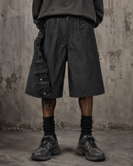 American Street Style Tactical Functional Denim Shorts