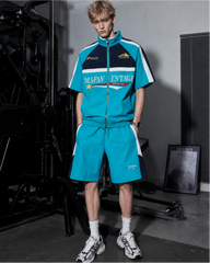 Vintage Colorblock Graphic Track Shorts