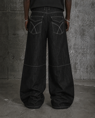 Grommet Detail Wide Leg Denim Pants