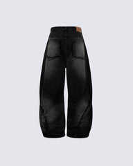 Spiral-Stitched Wide-Leg Jeans