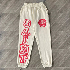 SAINT VANITY Pants - Letterprint American Casual Pure Cotton Long Pants