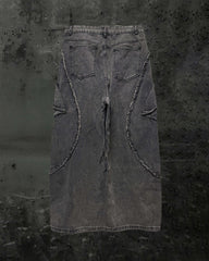 (Clearance)Paint-Splattered Distressed Wide-Leg Jeans