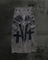 (Clearance)Paint-Splattered Distressed Wide-Leg Jeans
