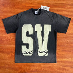 SAINT VANITY Simple Letterprint Casual T-shirt