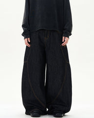 Curved Seam Denim Pants