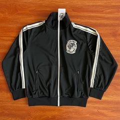 SAINT VANITY Embroidered Stripe Sports Style Casual Zipper Jacket Pants Set