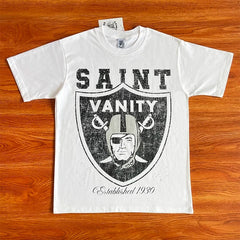 SAINT VANITY Vintage Fashion Print Casual Pure Cotton Short-Sleeved T-shirt
