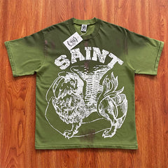 SAINT VANITY Letter Design Short Sleeve Tee