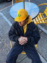 Futuristic Black Denim Bomber Jacket