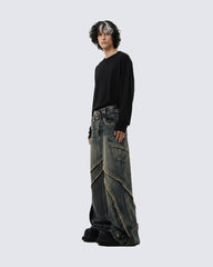 KIIKIO Vintage Raw Edge Jeans