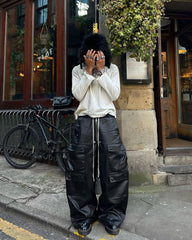 Matte Coated Big Pocket Cargo Pants