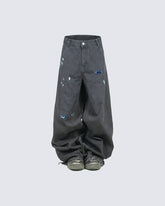 American Wrinkled A-Line Utility Jeans