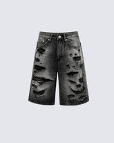 Vintage Distressed Ripped Denim Shorts