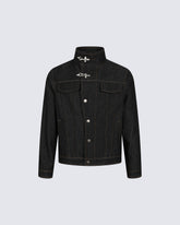 Stand Collar Buckle Denim Jacket