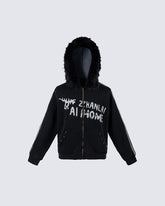 Gradient Faux Fur Hood Zip Hoodie