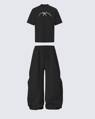 Studded Abstract Line Art Graphic Tee