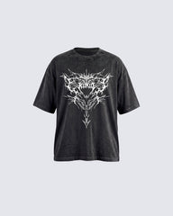 Retro Personality Washed Skull Print T-Shirt