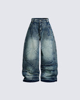 American-Style Distressed Casual Pleated Jeans